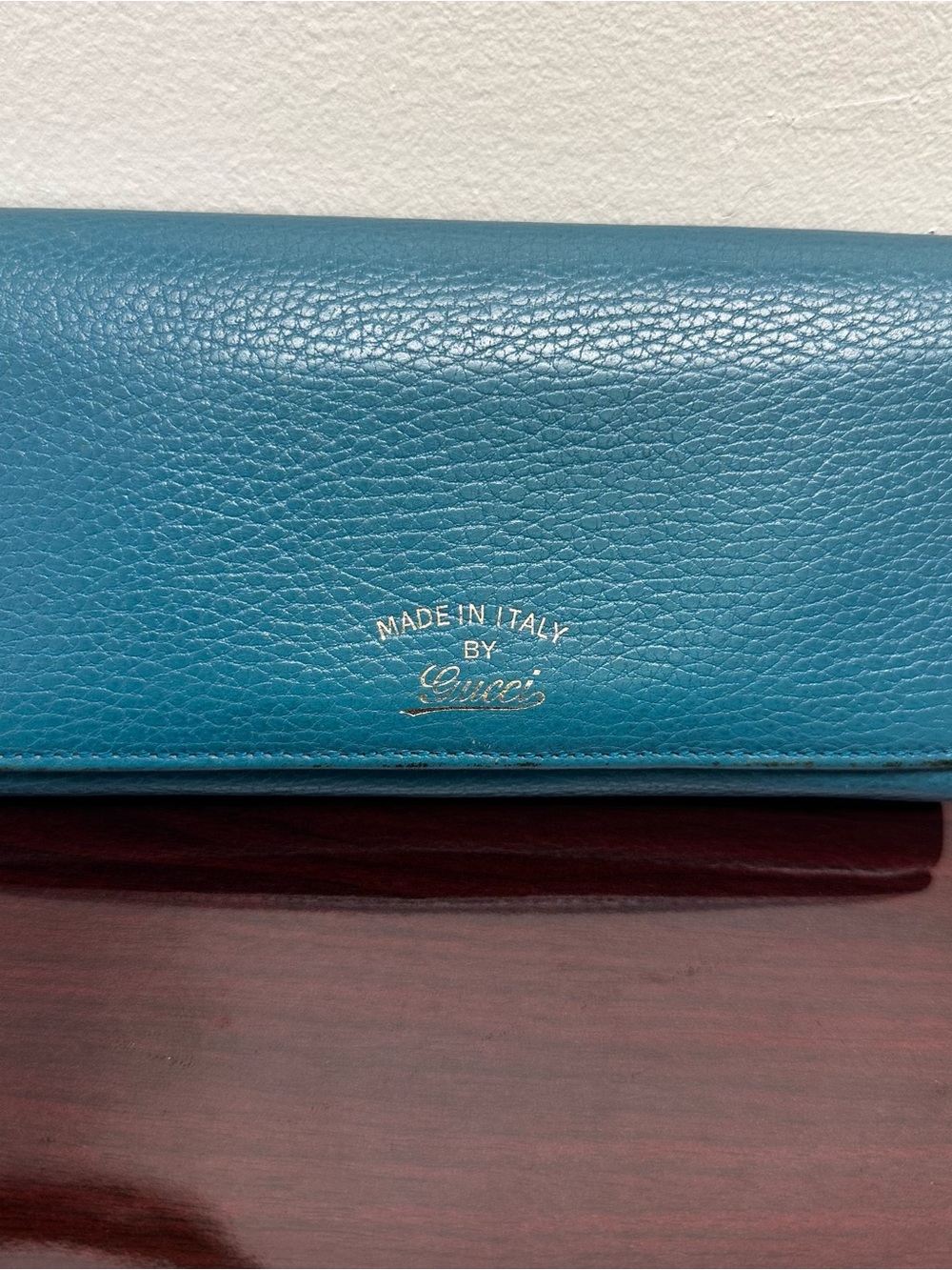 Gucci Teal Leather Continental Wallet